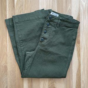 Madewell Olive Green Emmett Wide-Leg Crop Pants: Button-Front Edition sz 29